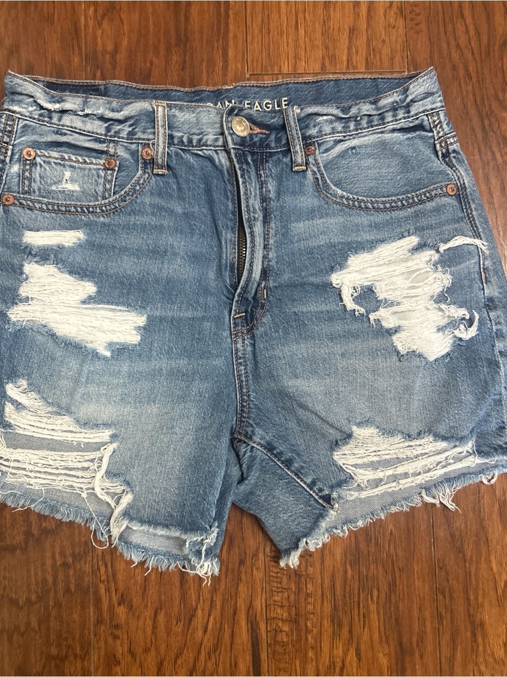 American Eagle Outfitters Light Blue Distressed Denim Shorts